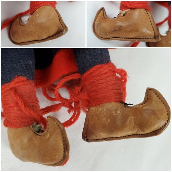 Vintage Handmade Composition 12" Doll Ethnic Woman Blue Red Dress Bonnet Cloth - Picture 8 of 10